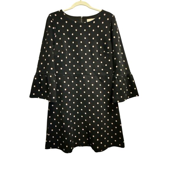 Loft Dress Black 3/4 Sleeve Geometric Print - Picture 2 of 3